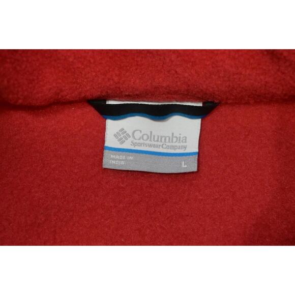 Columbia Fleece Full Zip Sweater Jacket Hiking Camp Red Mens Large - Picture 9 of 10